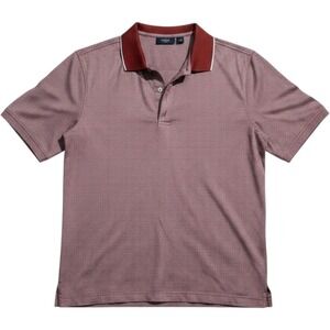 Hickey Golf Mens Large Polo Shirt Burgundy White Micro Pattern 100% Cotton